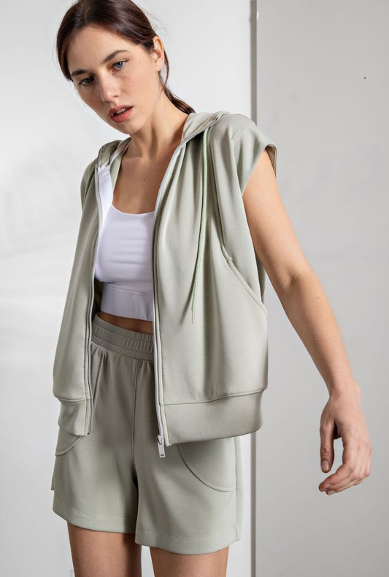 Flying Free Super Soft Hoodie Jacket In Sage