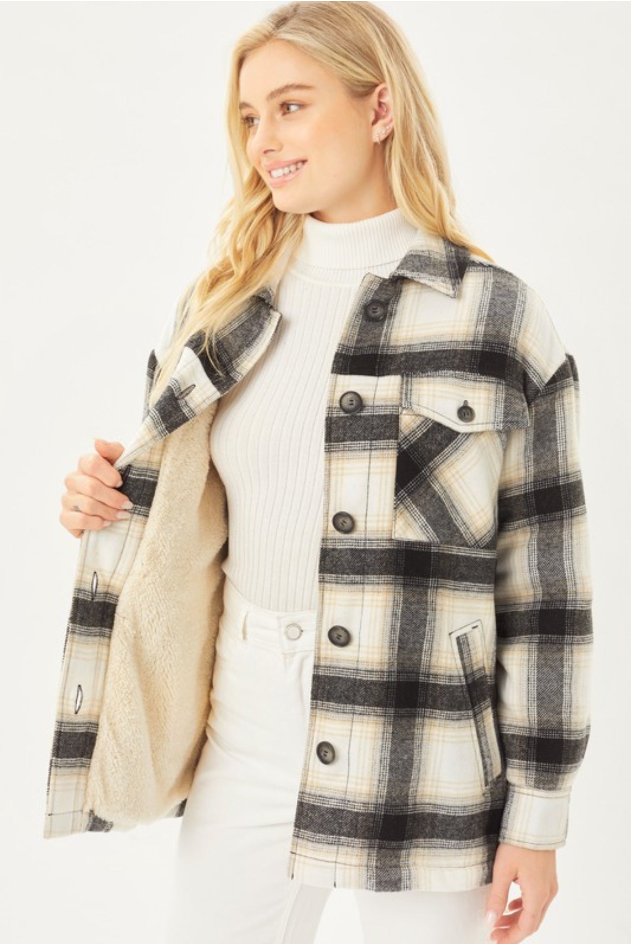 No Comment Sherpa-Lined Jacket In Black