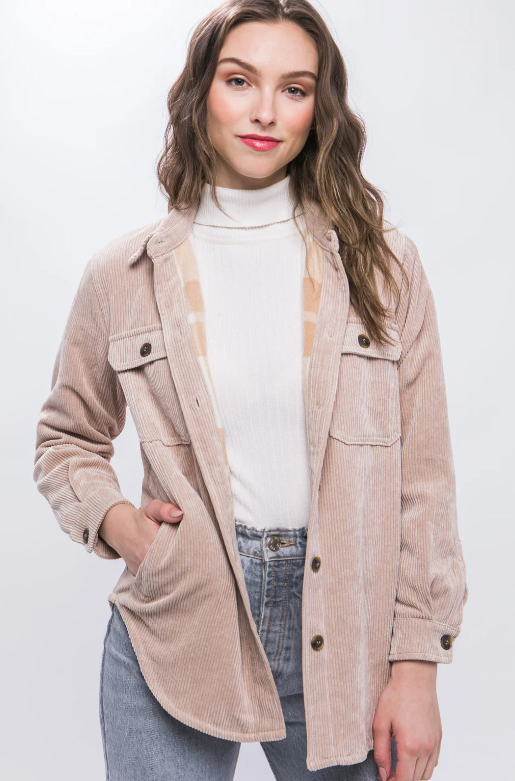Plaid Comfort Corduroy Shacket