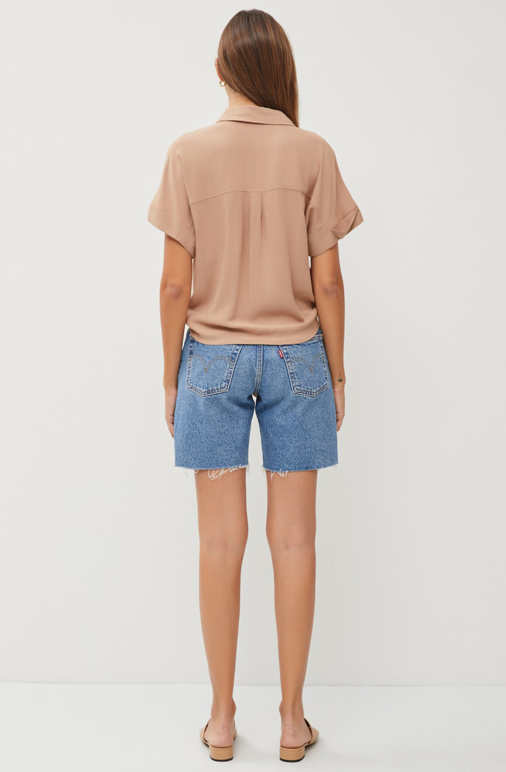 New Age Front Tie Top In Tan