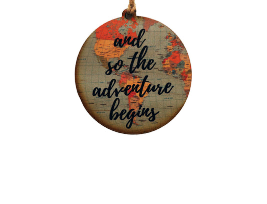 The Adventure Begins Wooden Ornament/Gift Tag