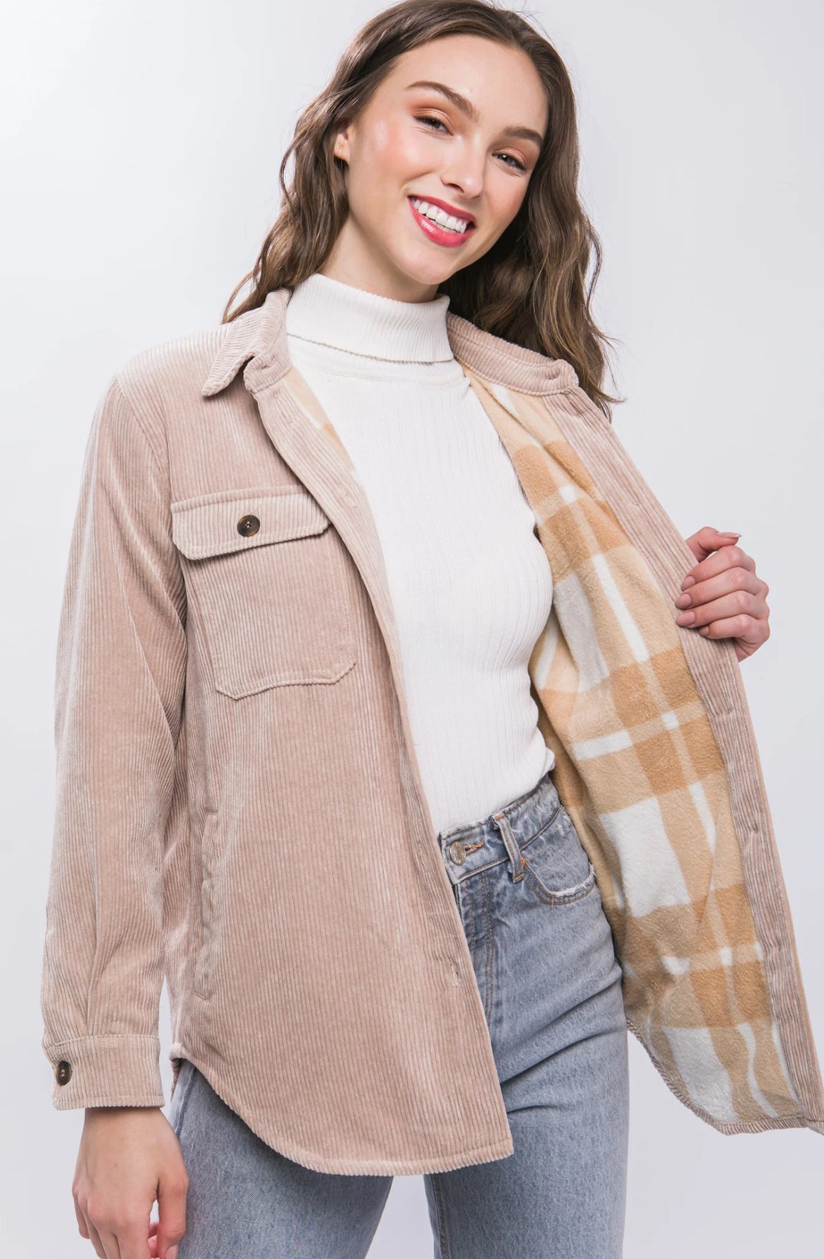 Plaid Comfort Corduroy Shacket