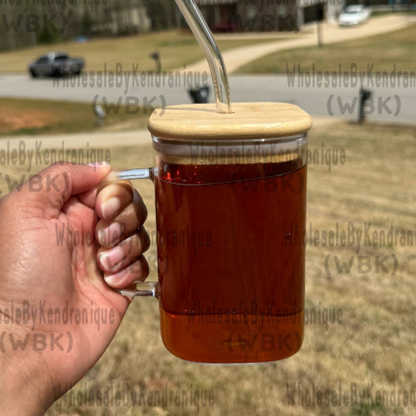 20 oz Square Glass: Pink