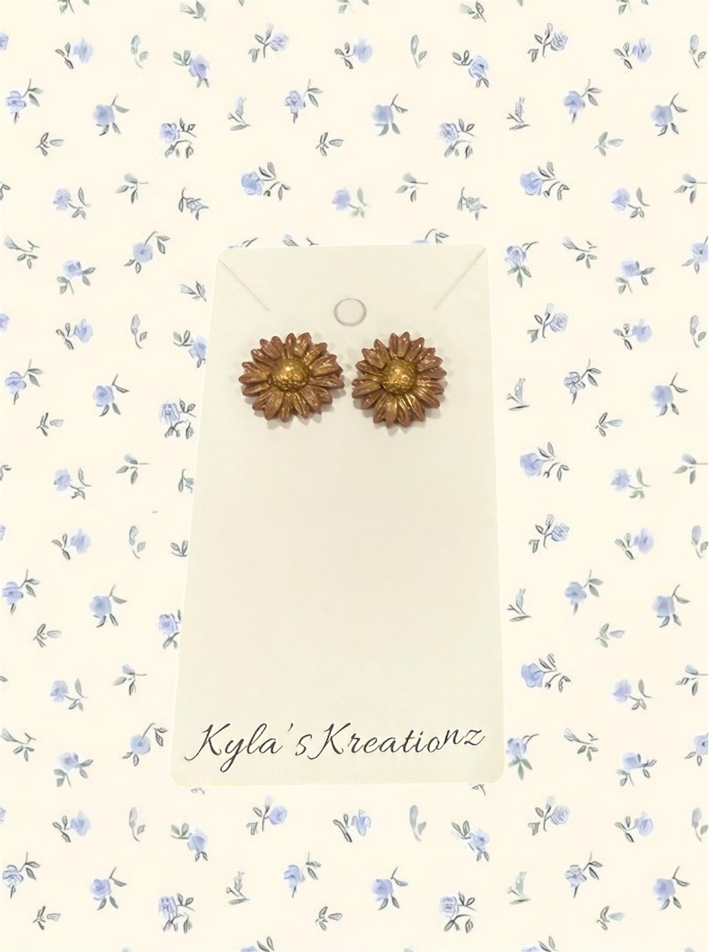 Brown Flower Studs