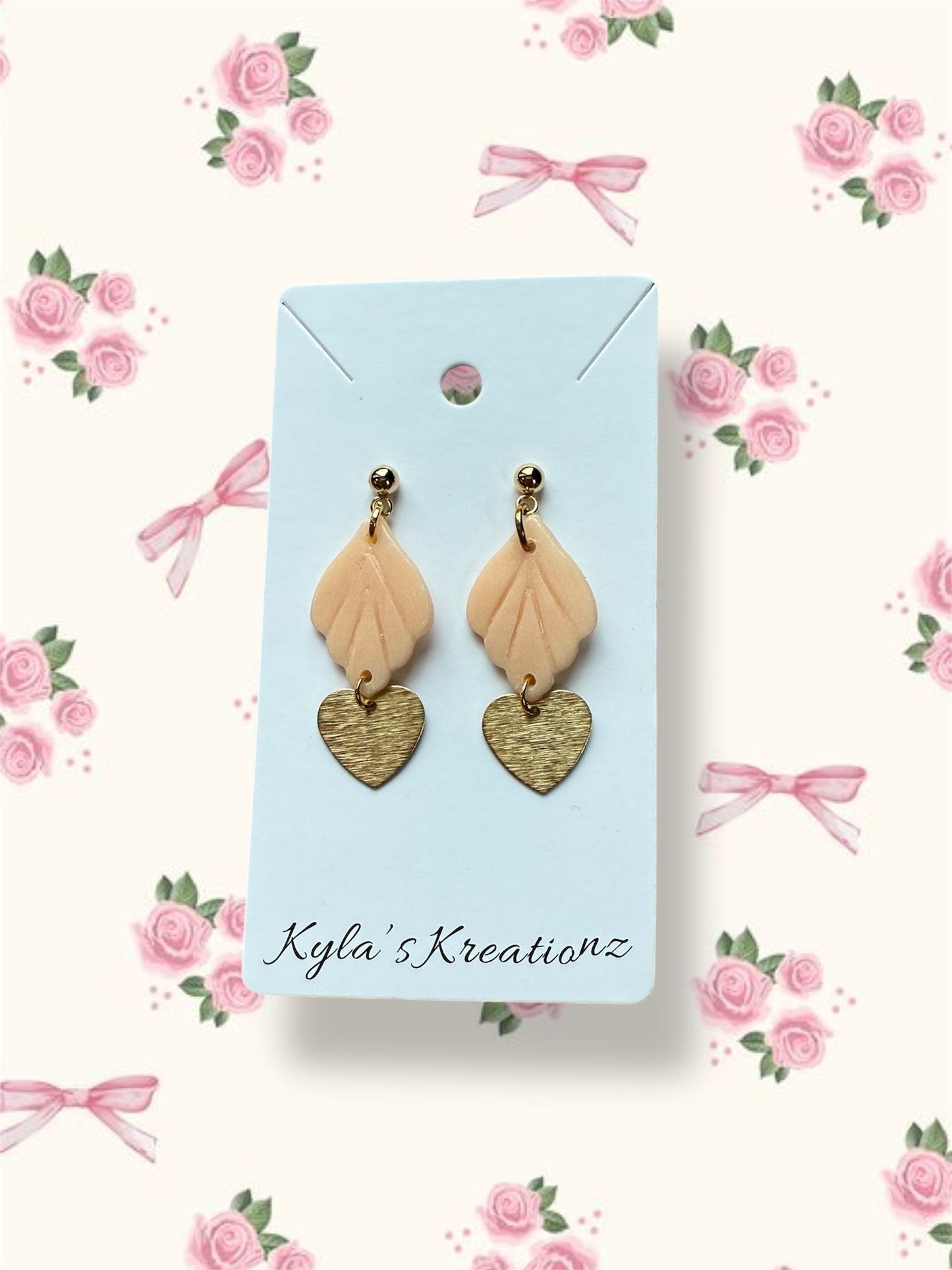 Coral Heart Danglies