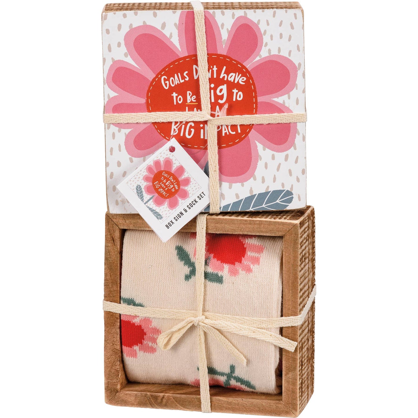A Big Impact Box Sign And Sock Set