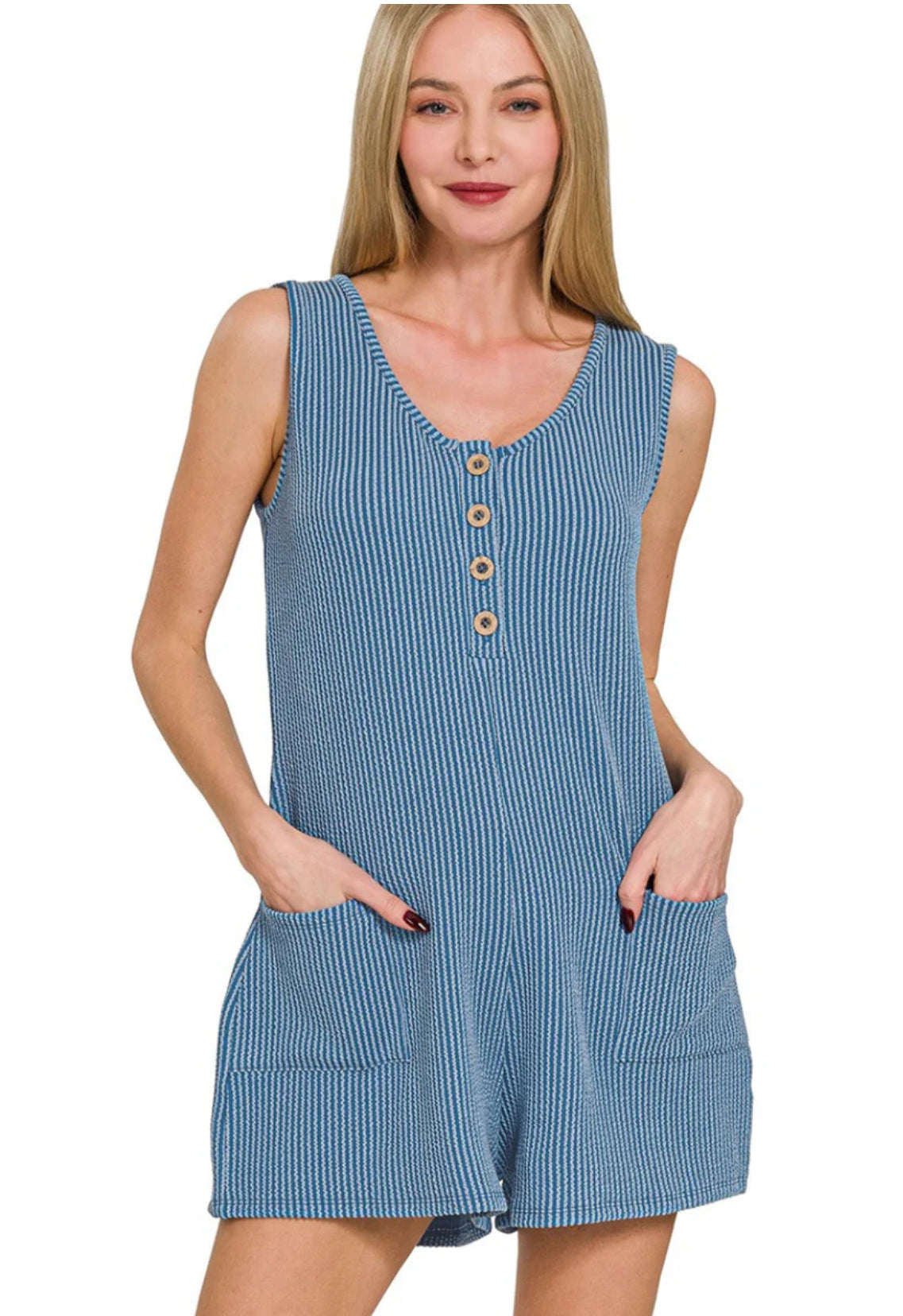 Pinch Of Sass Ribbed Romper In Black