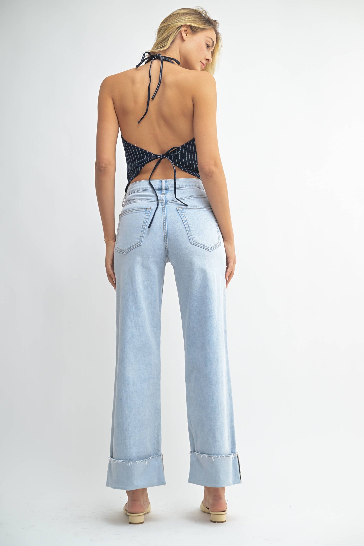 Penelope Cuffed Wide Ankle Jeans