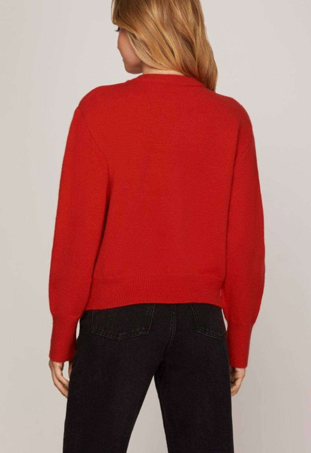 Perfect Sparkle Sweater Top In Red