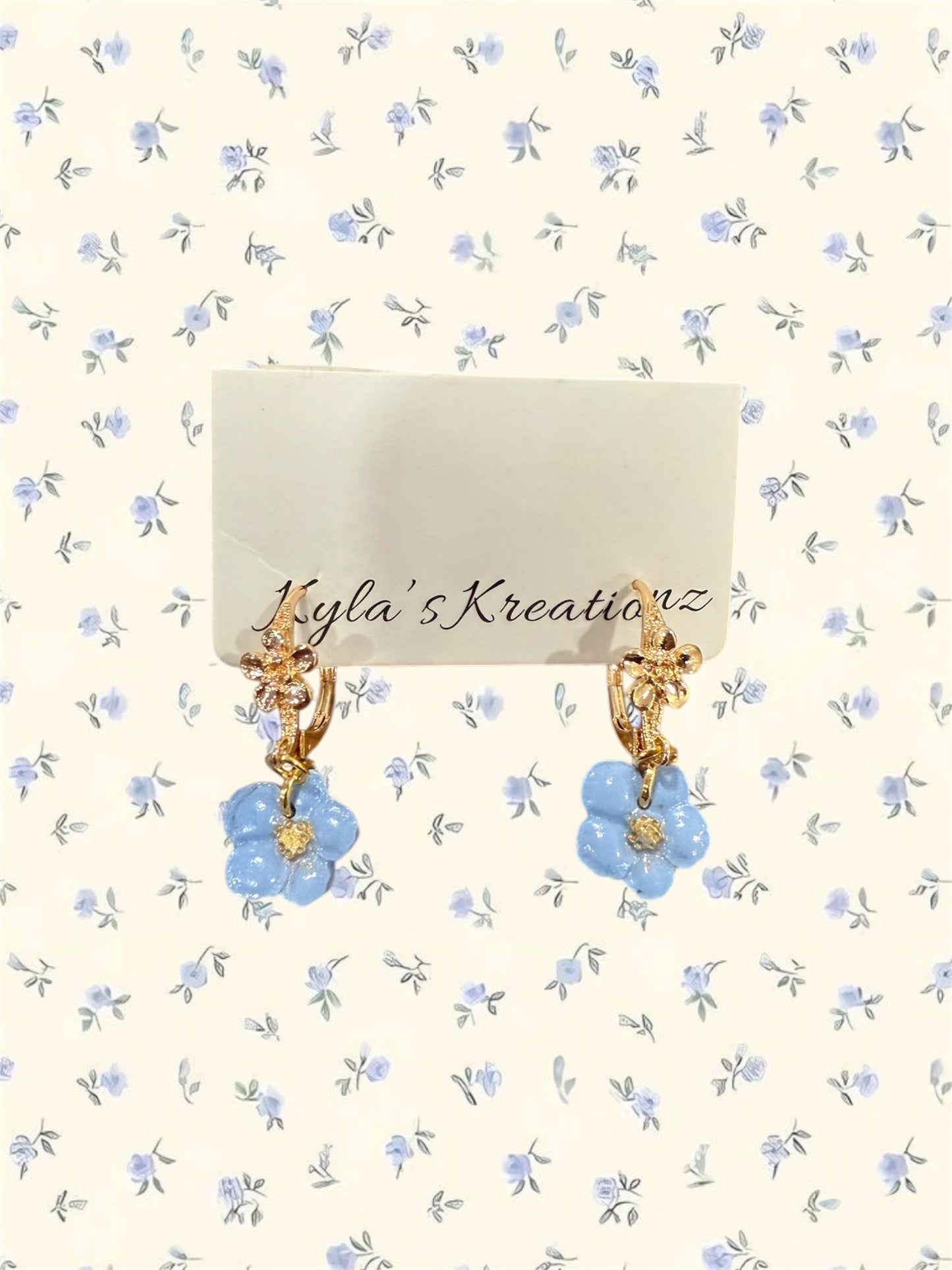 Blue Flower Hoops