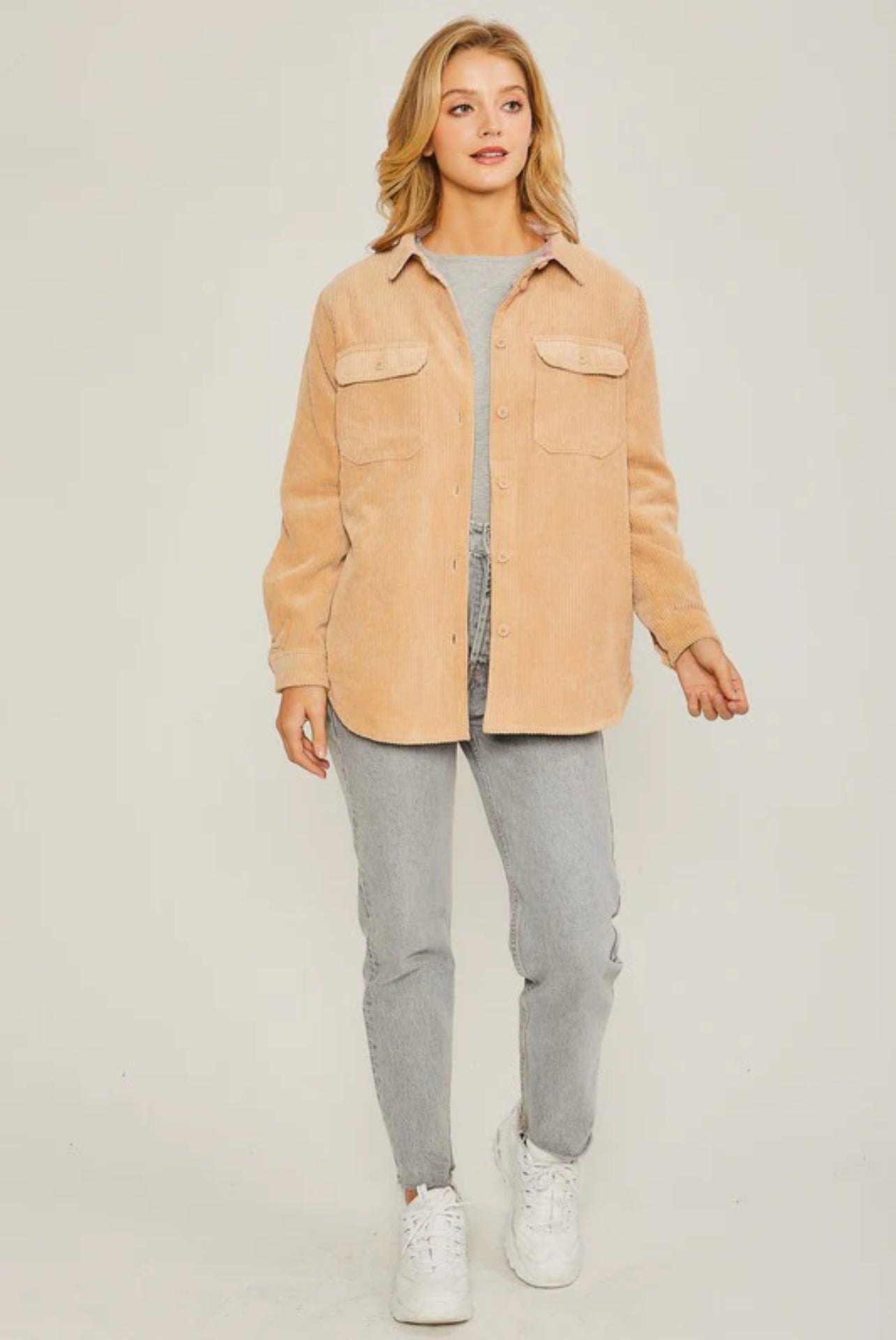 A-Team Reversible Corduroy Shacket In Camel