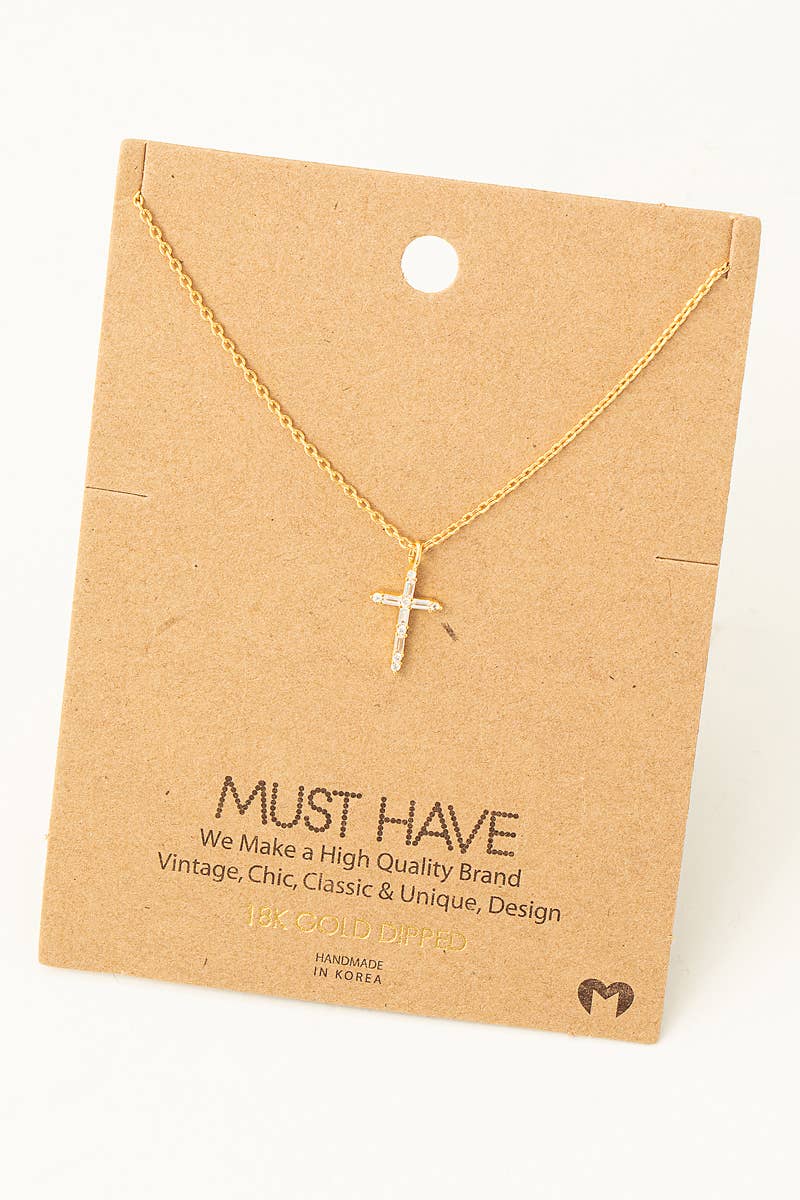 Cz Cross Pendant Necklace: S