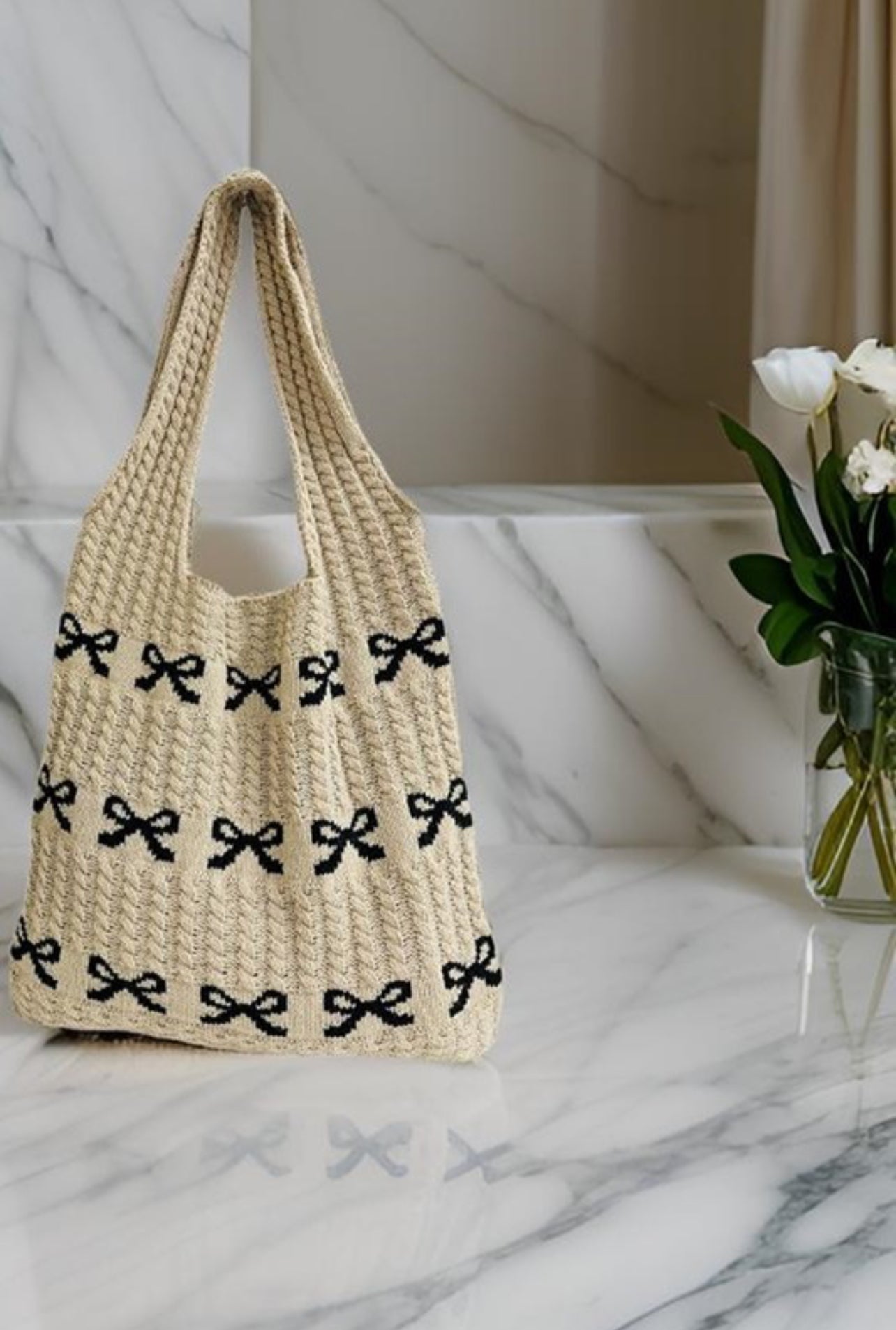 Ribbon Detailed Tote Bag