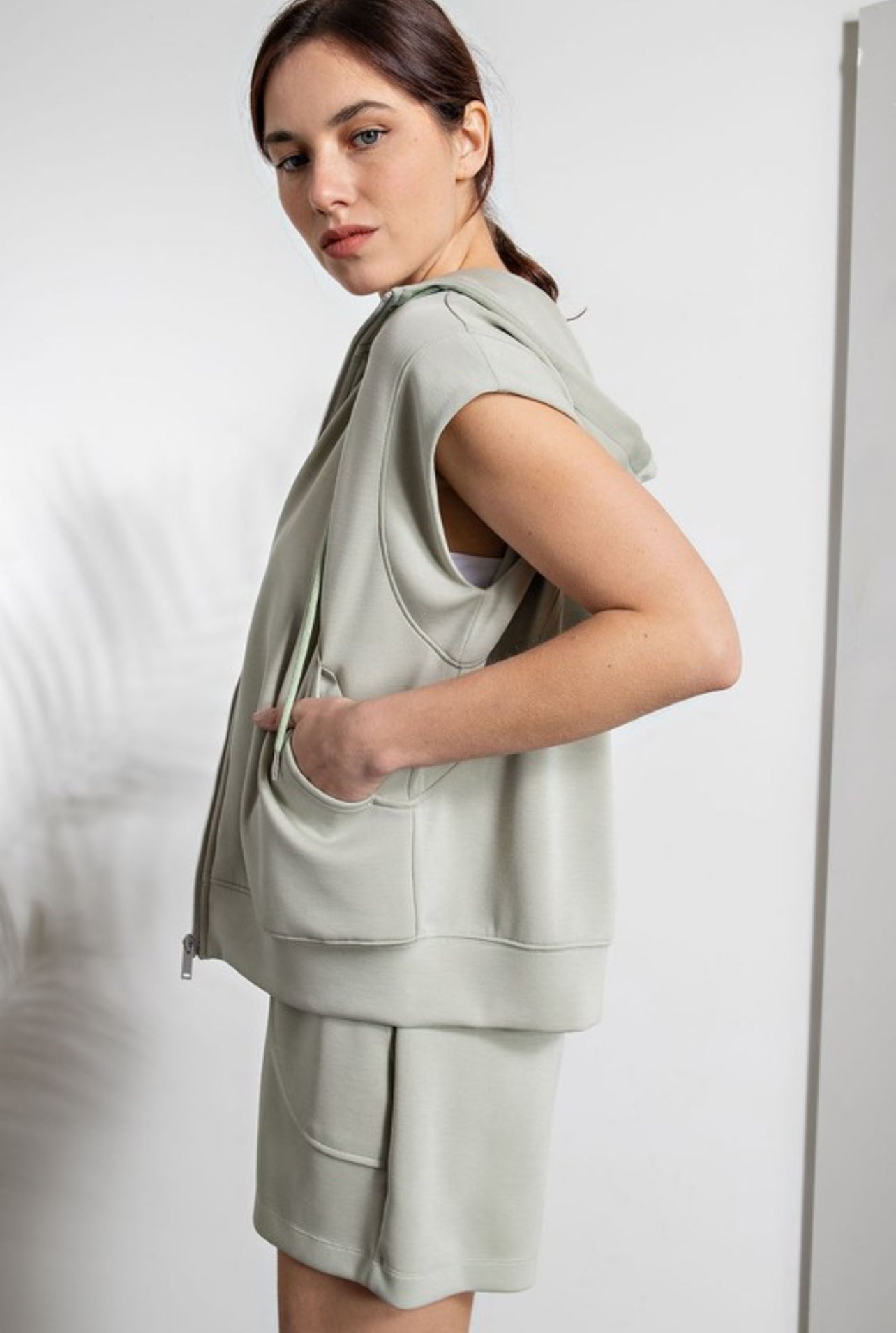 Flying Free Super Soft Hoodie Jacket In Sage