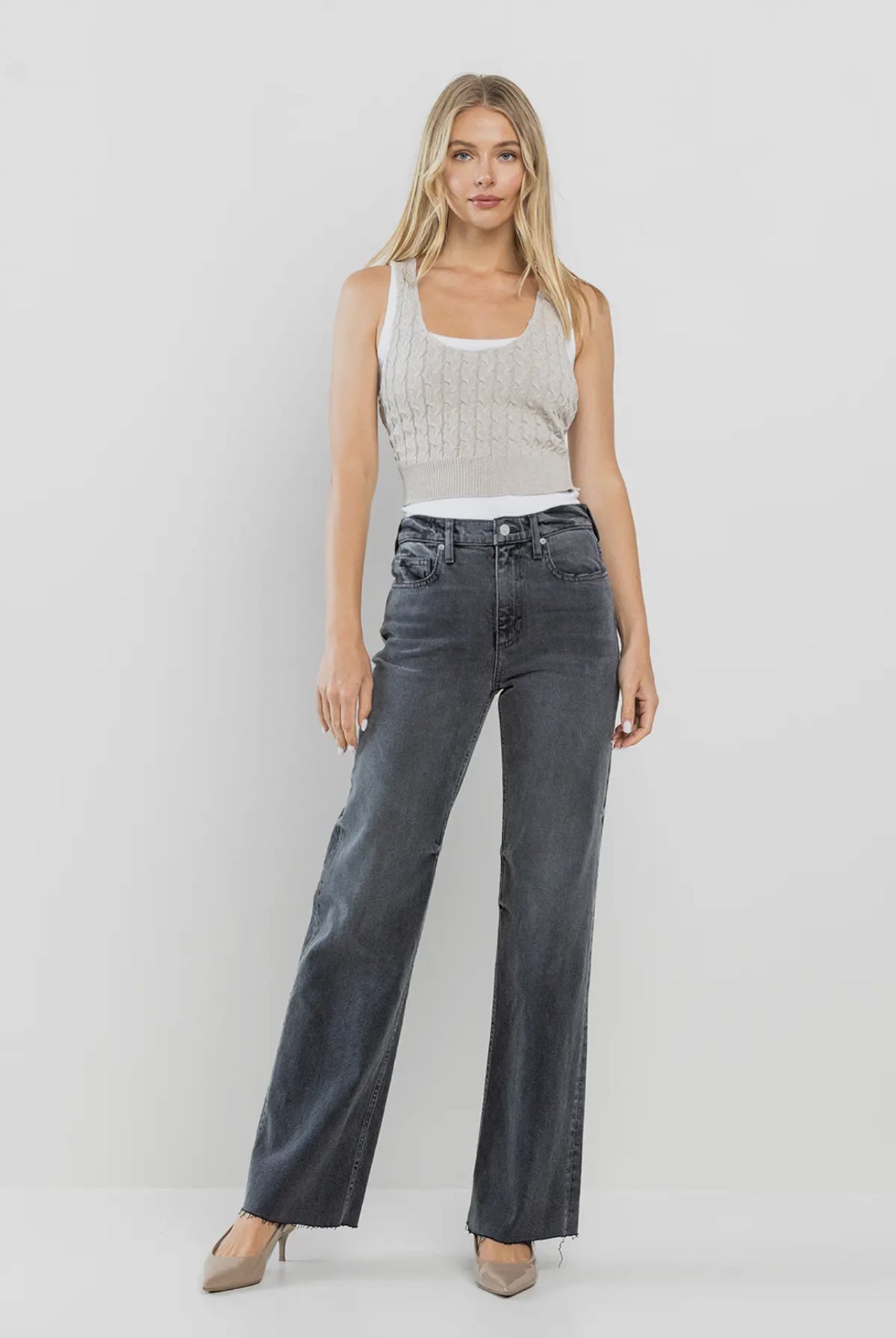 First Try HR Wide Straight Leg Jeans