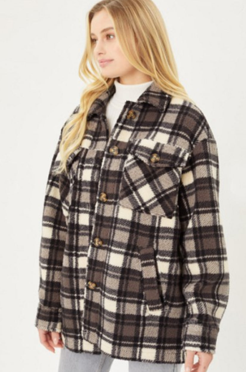 All The Hype Sherpa Fleece Shacket