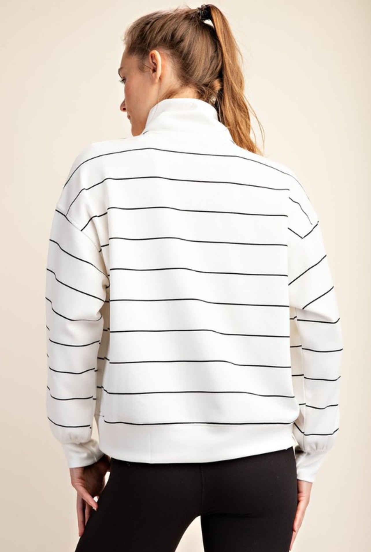 Ultimate Striped Pullover In Cream