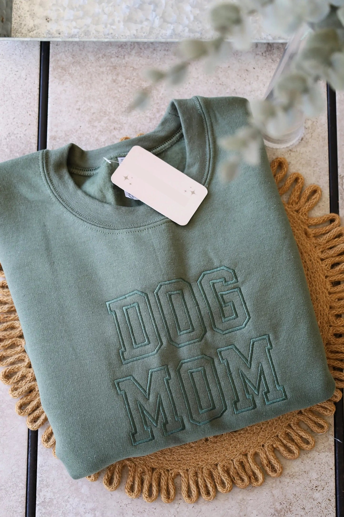 Dog Mom Embroidered Crew