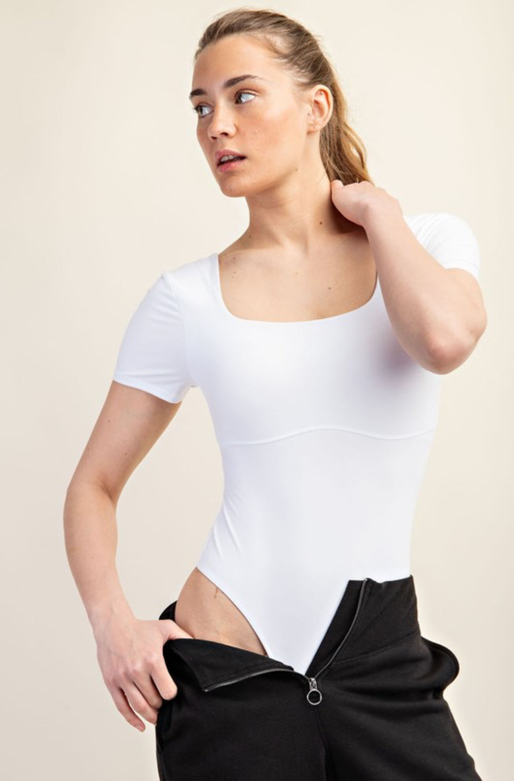 SAB Short Sleeve Recycled Bodysuit In White