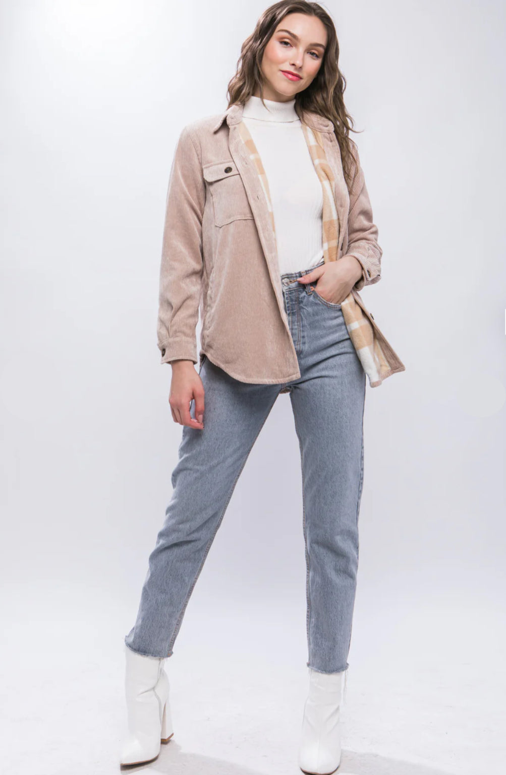 Plaid Comfort Corduroy Shacket