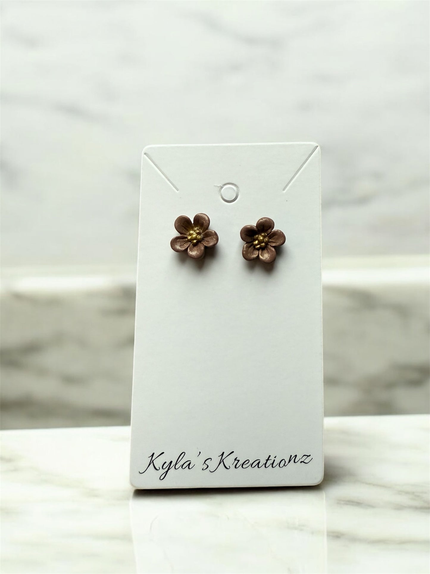Brown Flower Studs