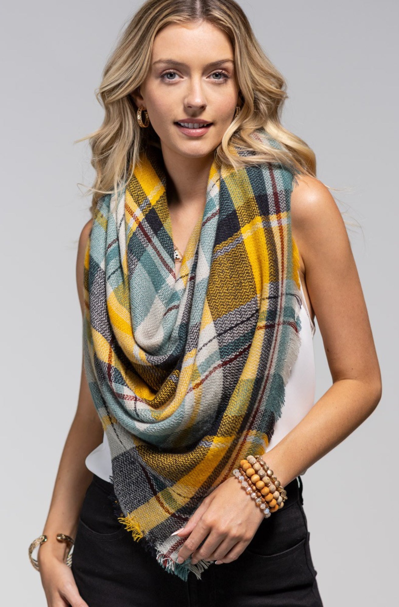 Donna Plaid Wrap Scarf