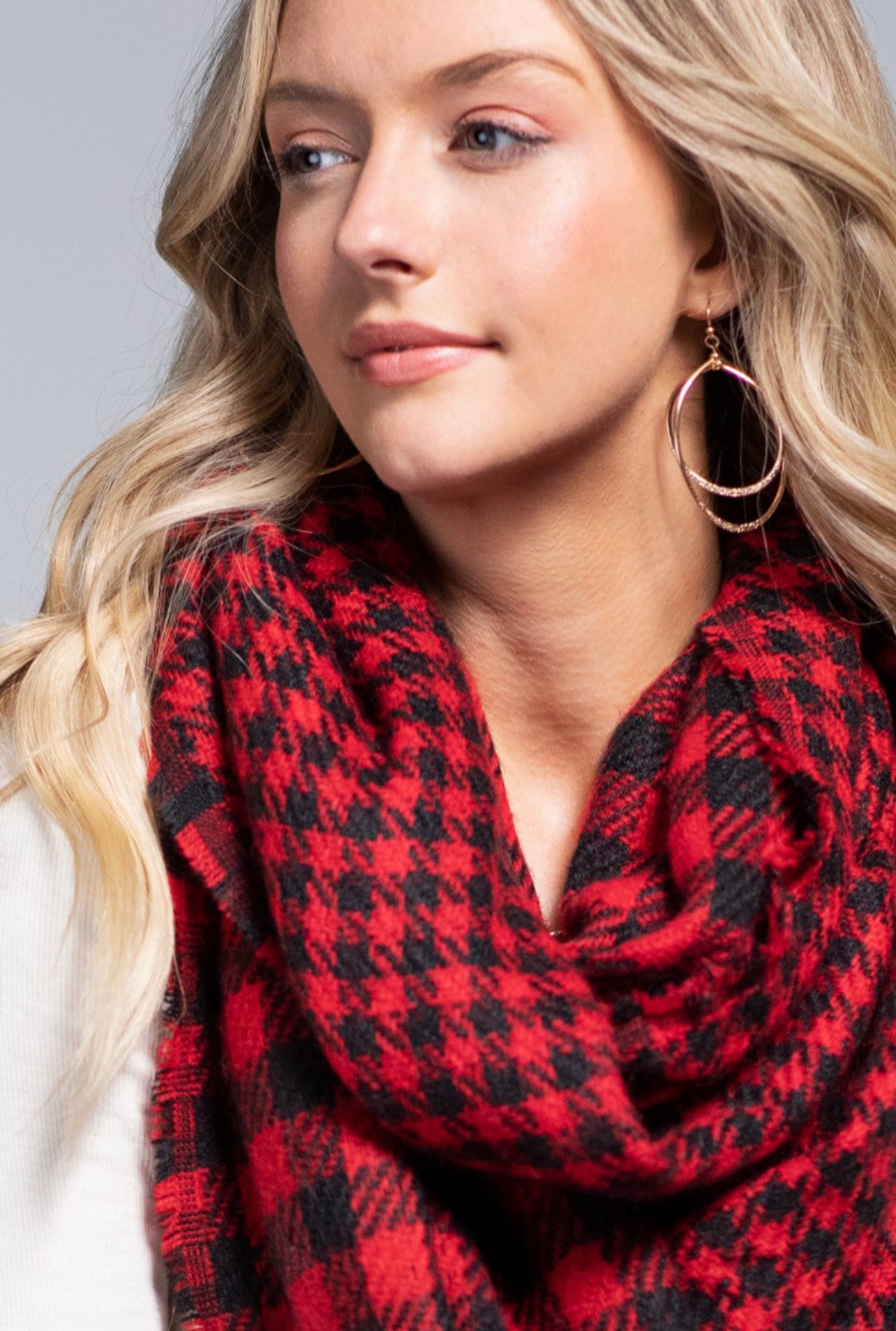 Buffalo Plaid Infinity Scarf In Red