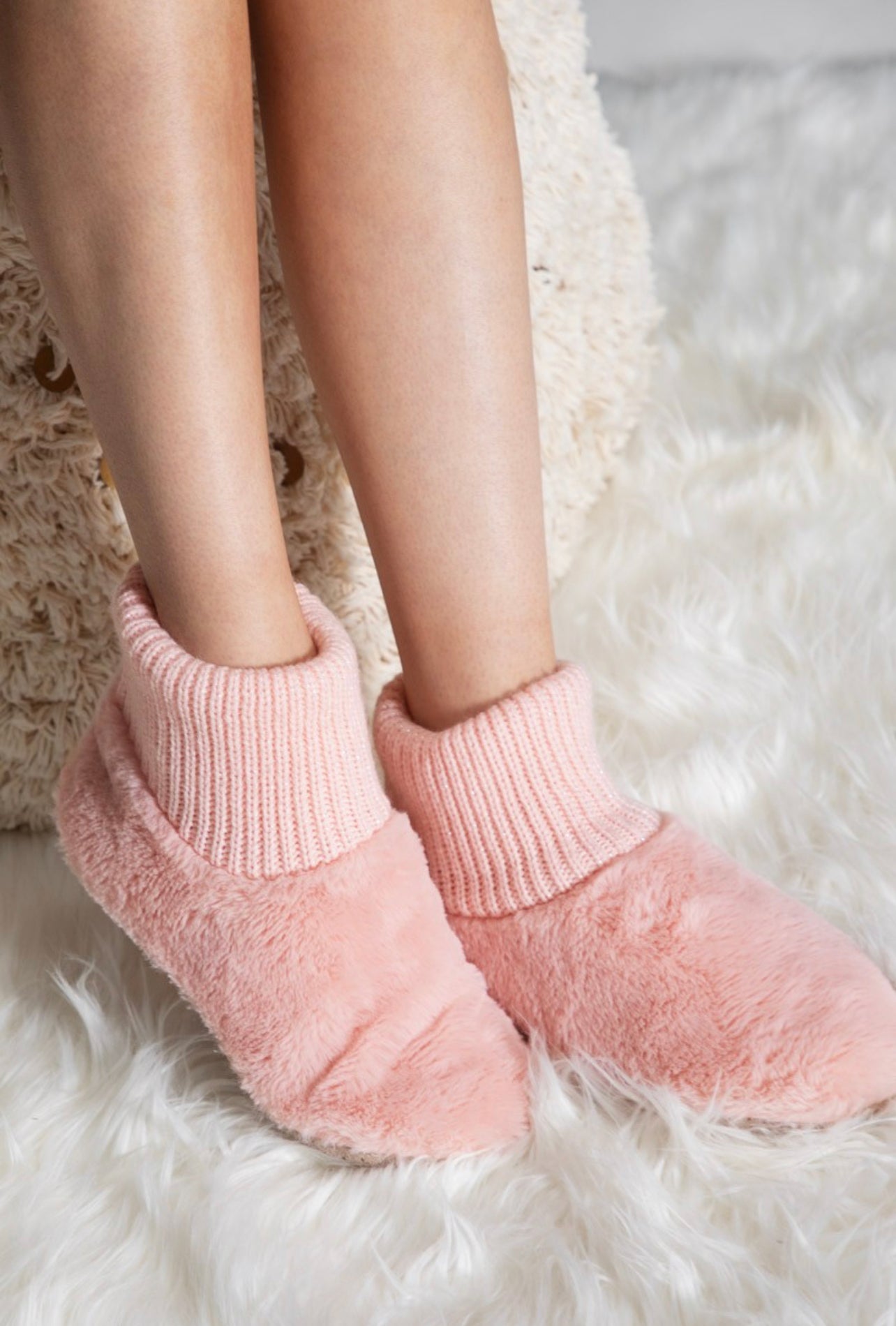 Fuzziest Feet Slipper Booties In Pink