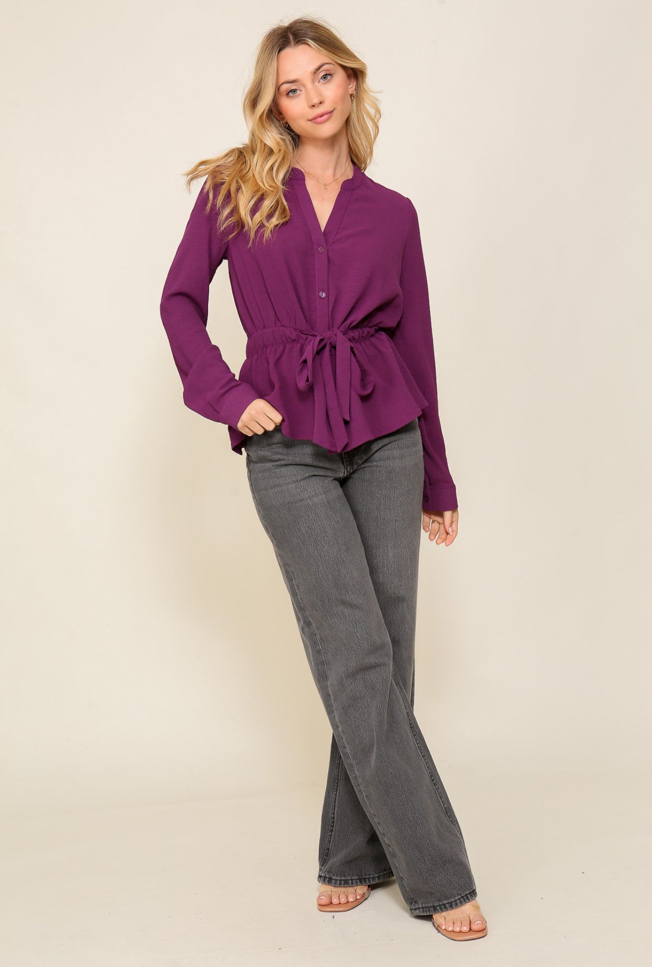 Look The Part Blouse In Purple