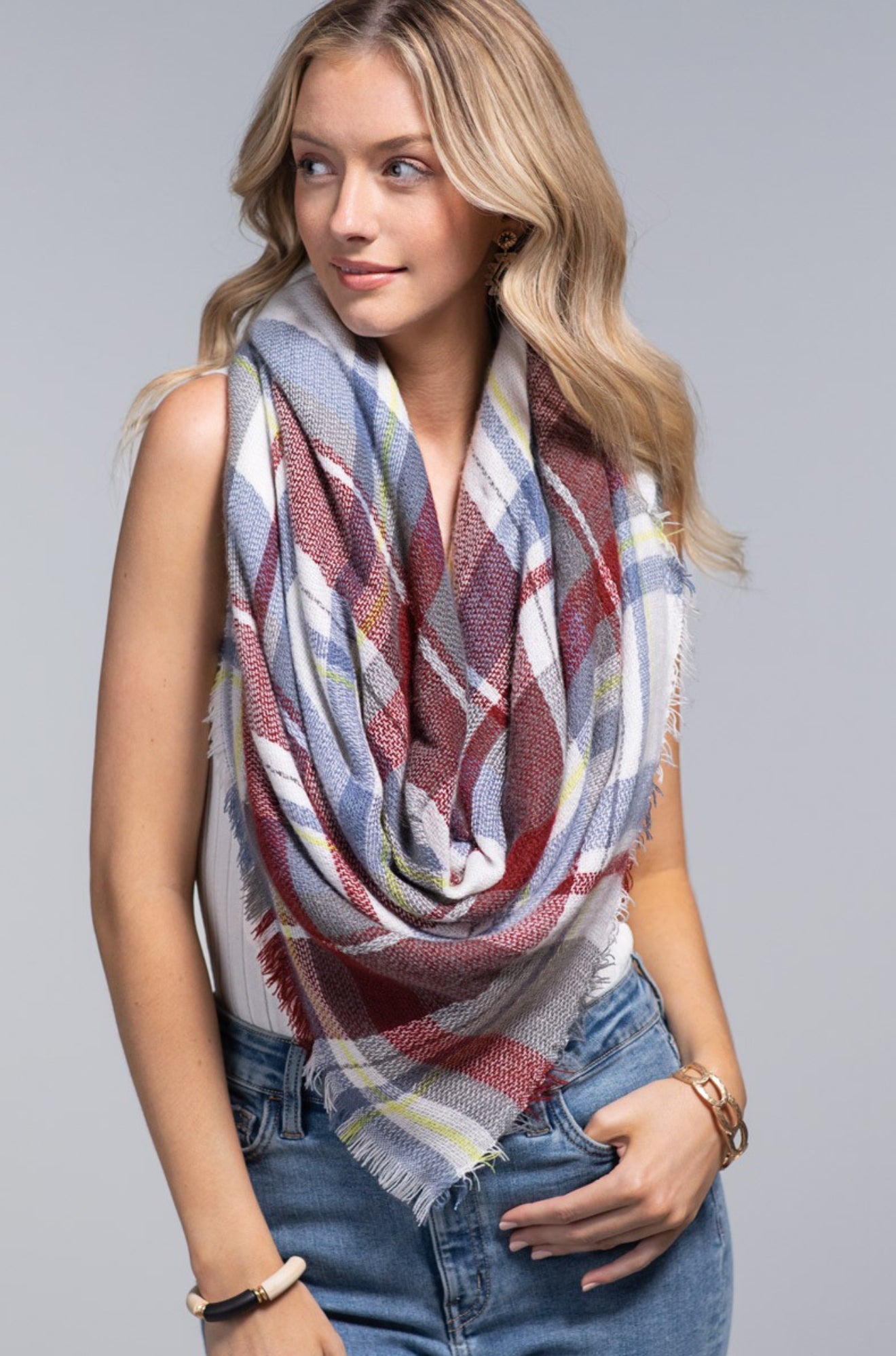 Donna Plaid Wrap Scarf
