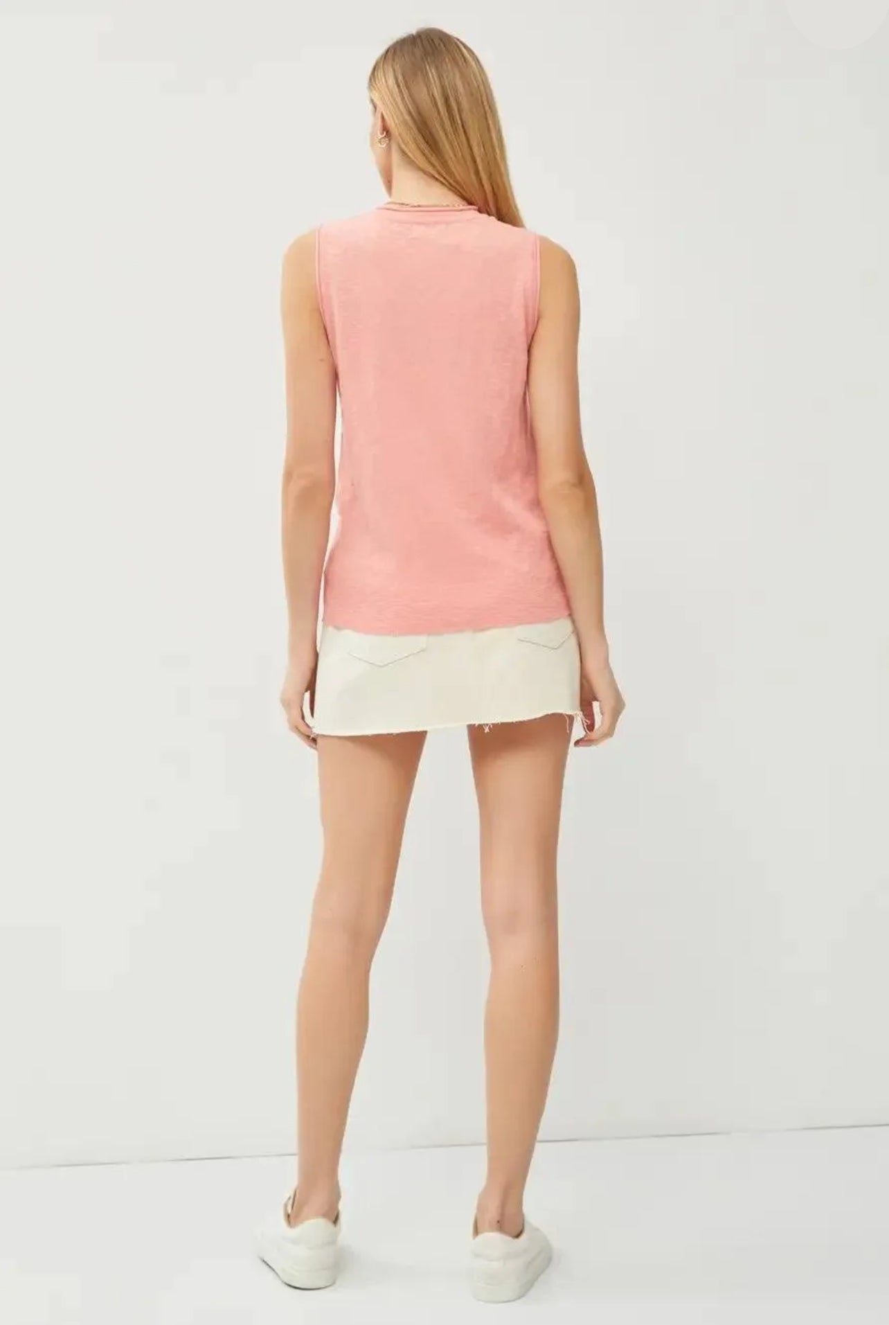 Savannah Sleeveless Sweater In Papaya