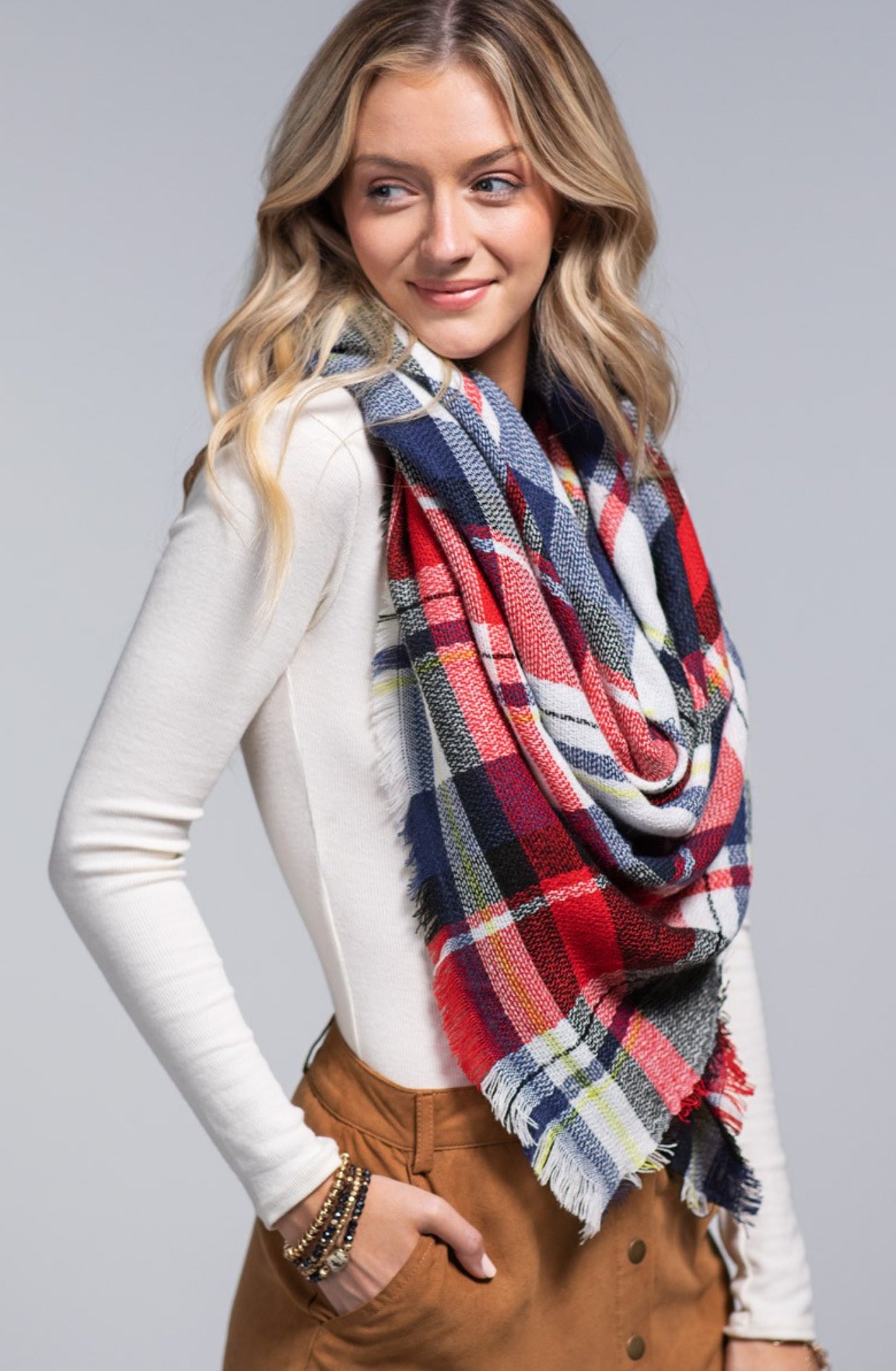 Donna Plaid Wrap Scarf