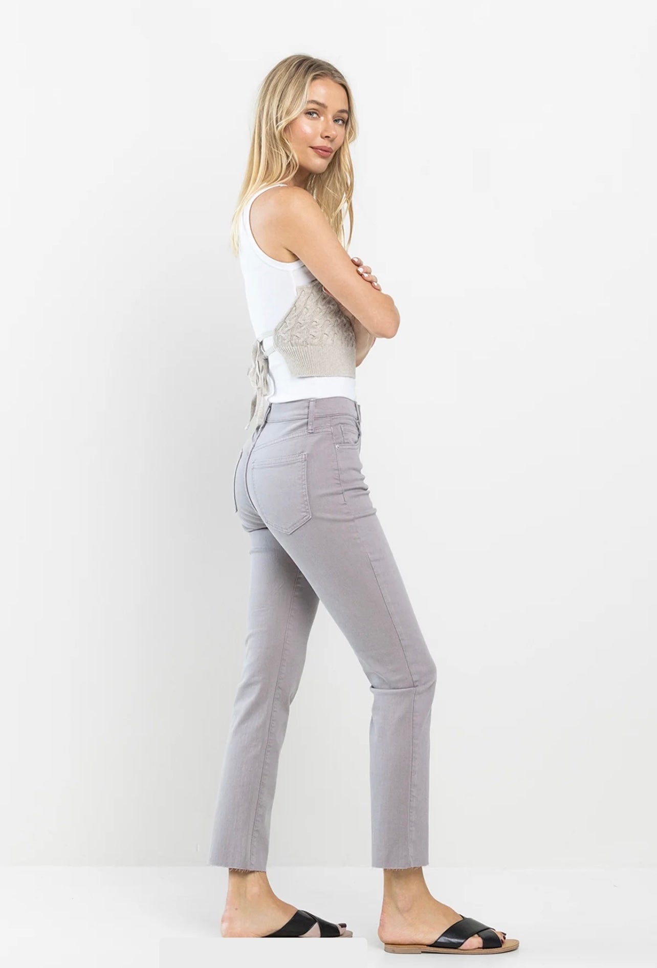 Cassie High Rise Slim Straight Crop Jeans