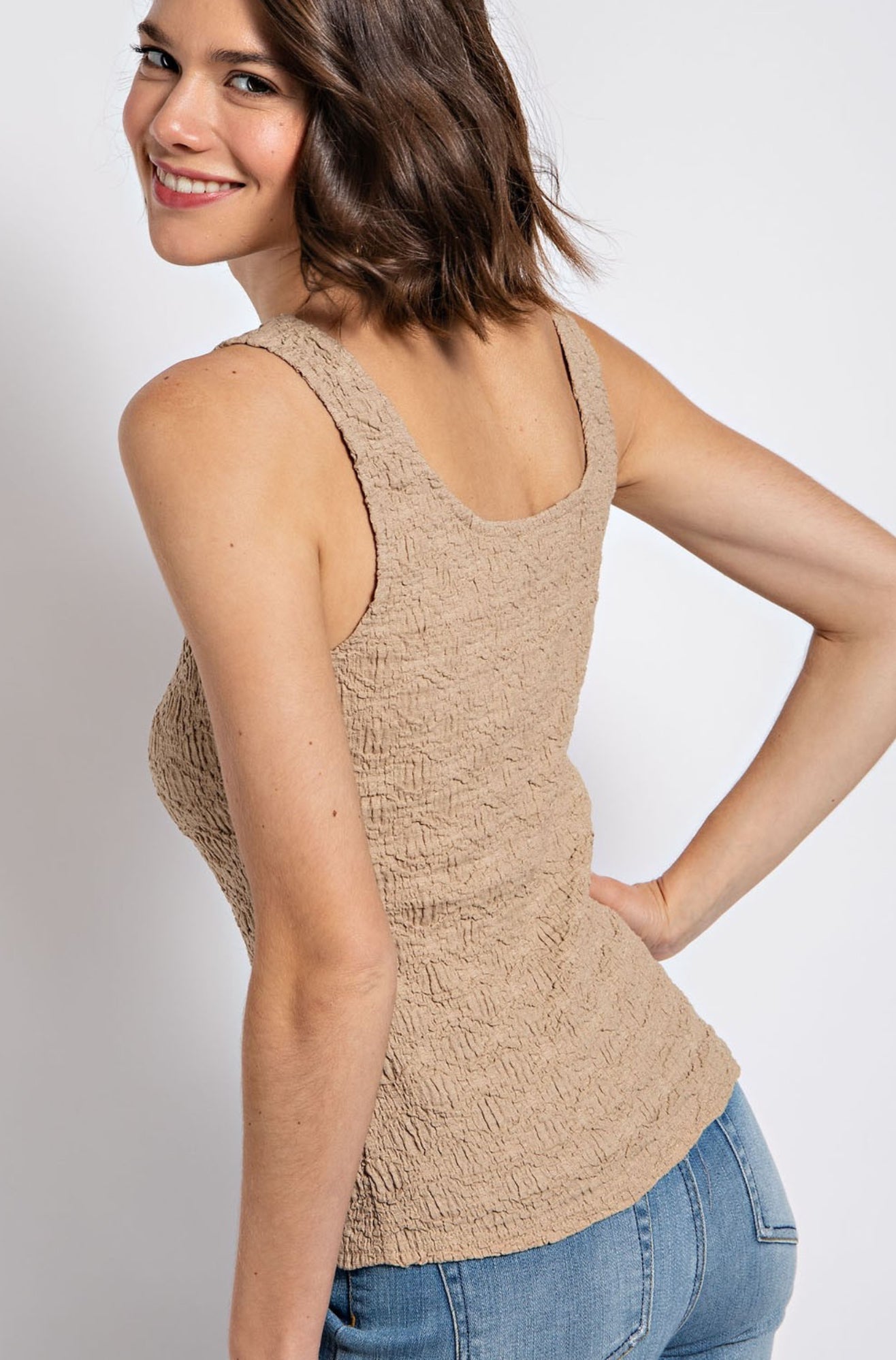 Textured Love Top In Lt. Mocha