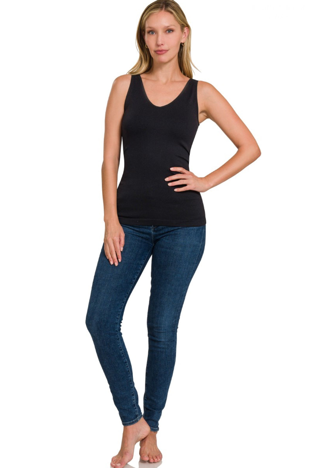 Seamless Reversible Tank In Sand Beige
