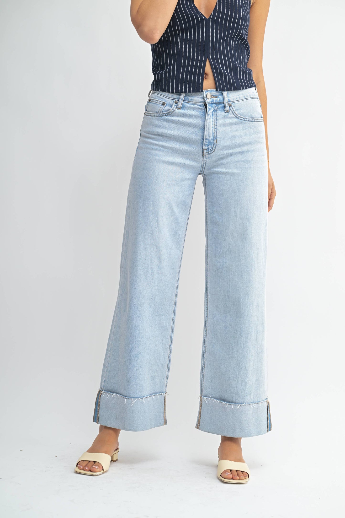 Penelope Cuffed Wide Ankle Jeans
