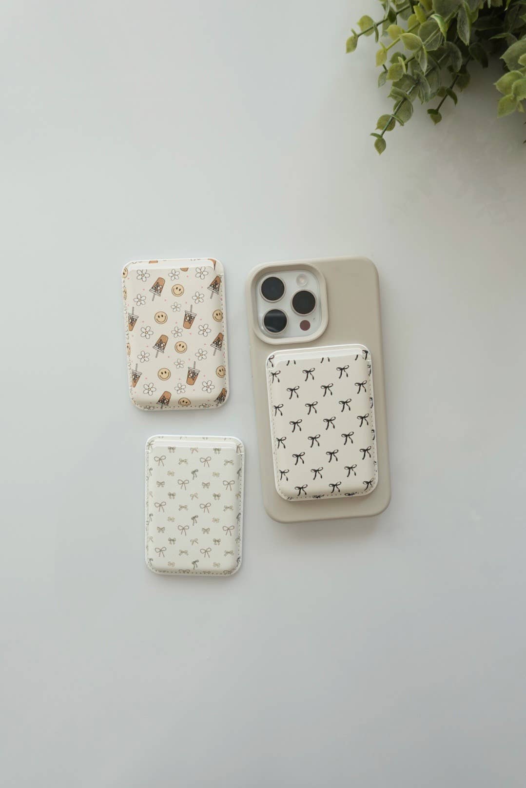 Magnet Phone Wallet, Iphone Magnetic Wallet, Magnet cash wallet: Black Ribbon Bow