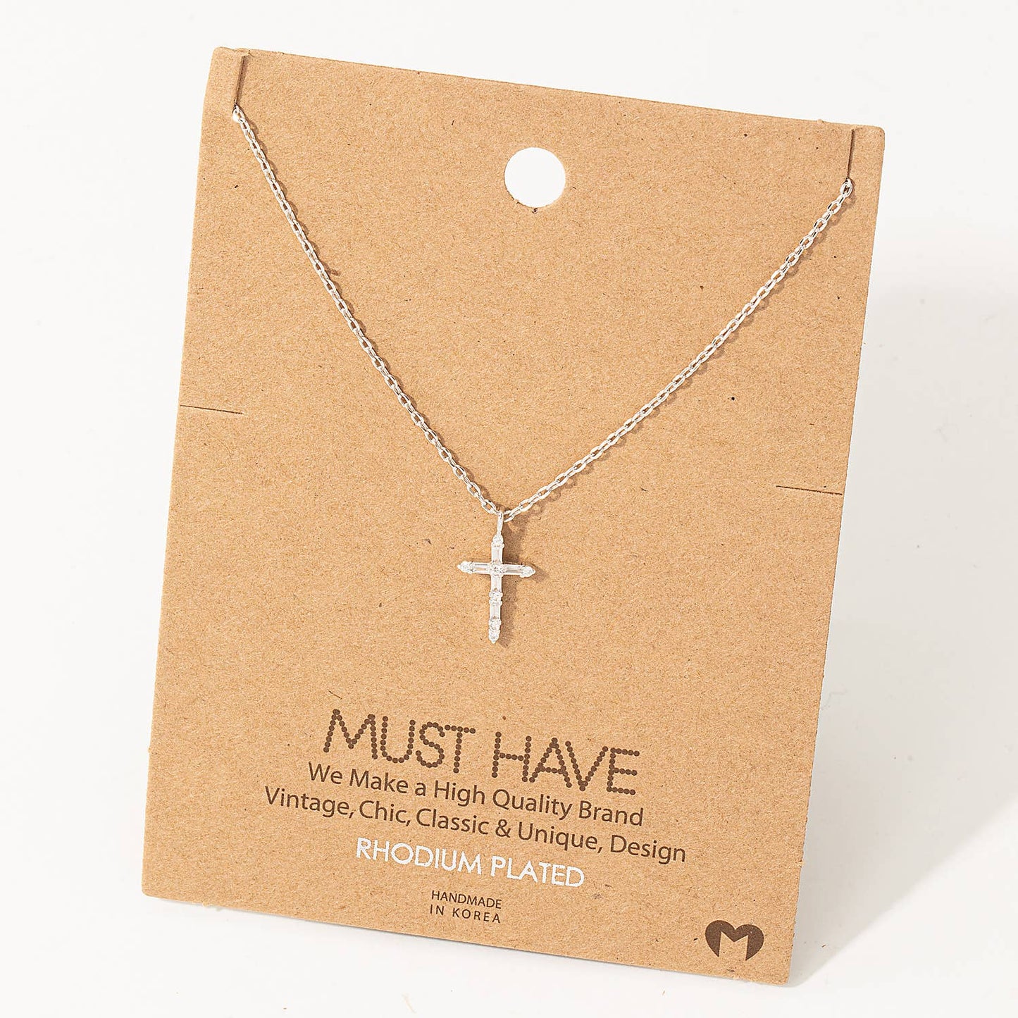 Cz Cross Pendant Necklace: S