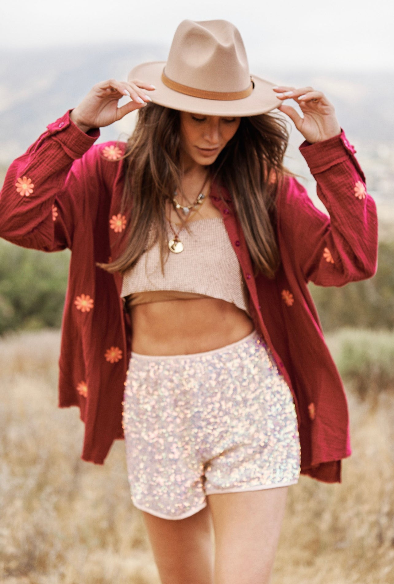 Everything I Need Shirt-Red Dahlia