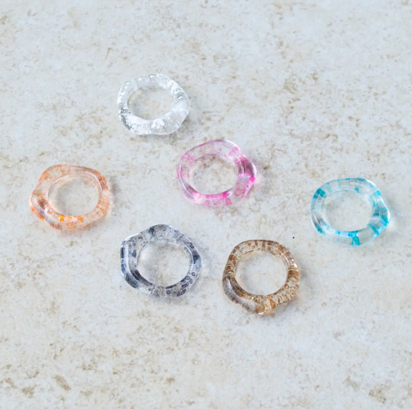 Confetti Wave Ring Set