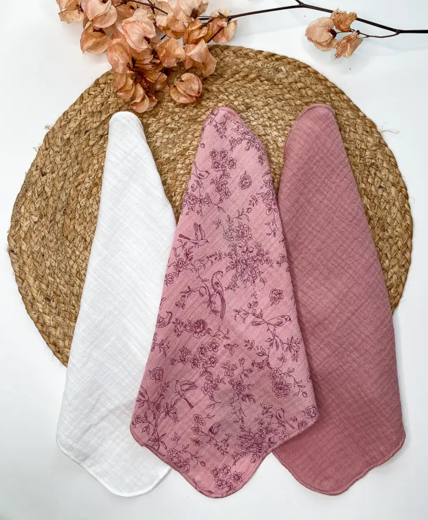 Burp Cloths ~ Pink Birds