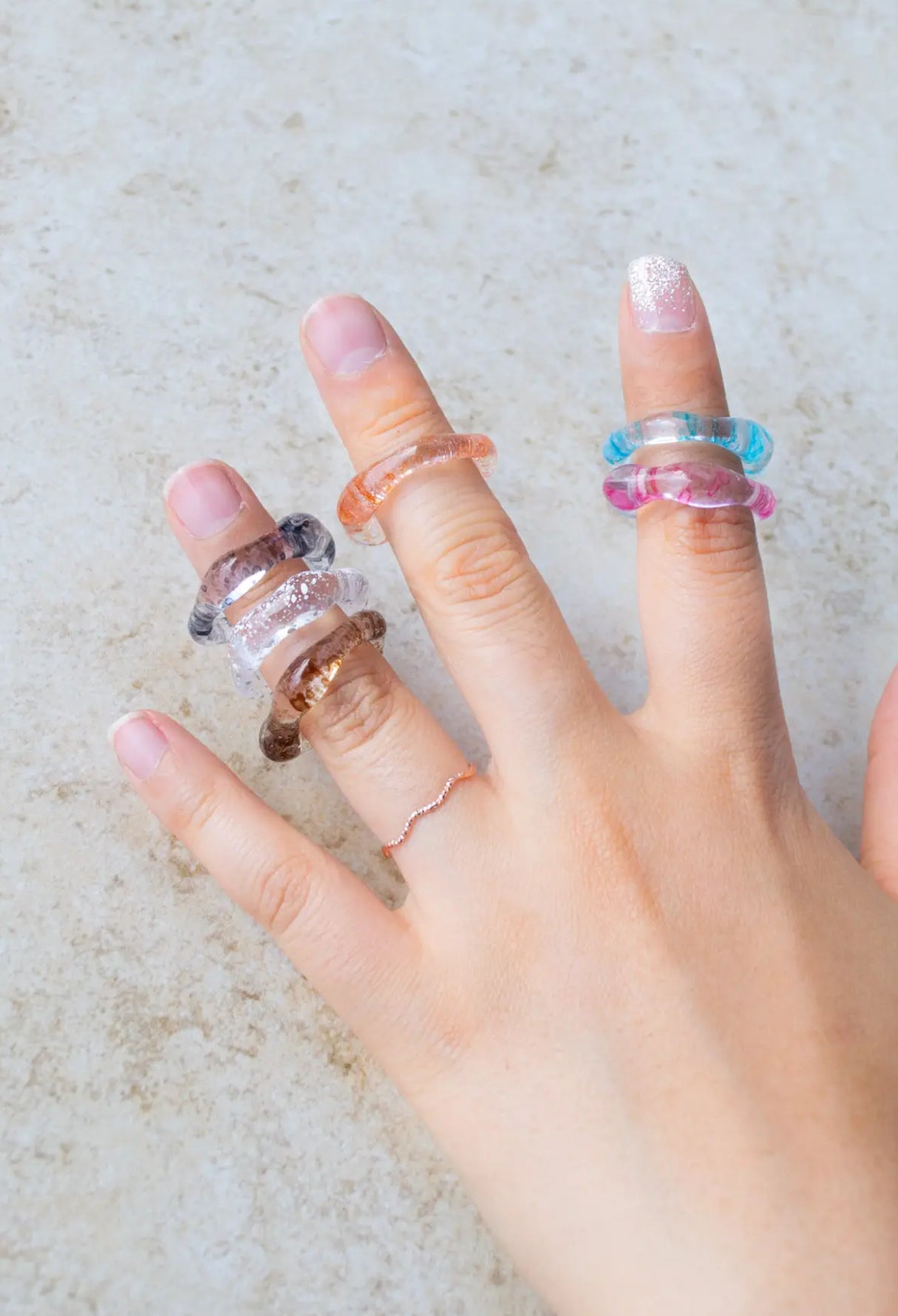 Confetti Wave Ring Set