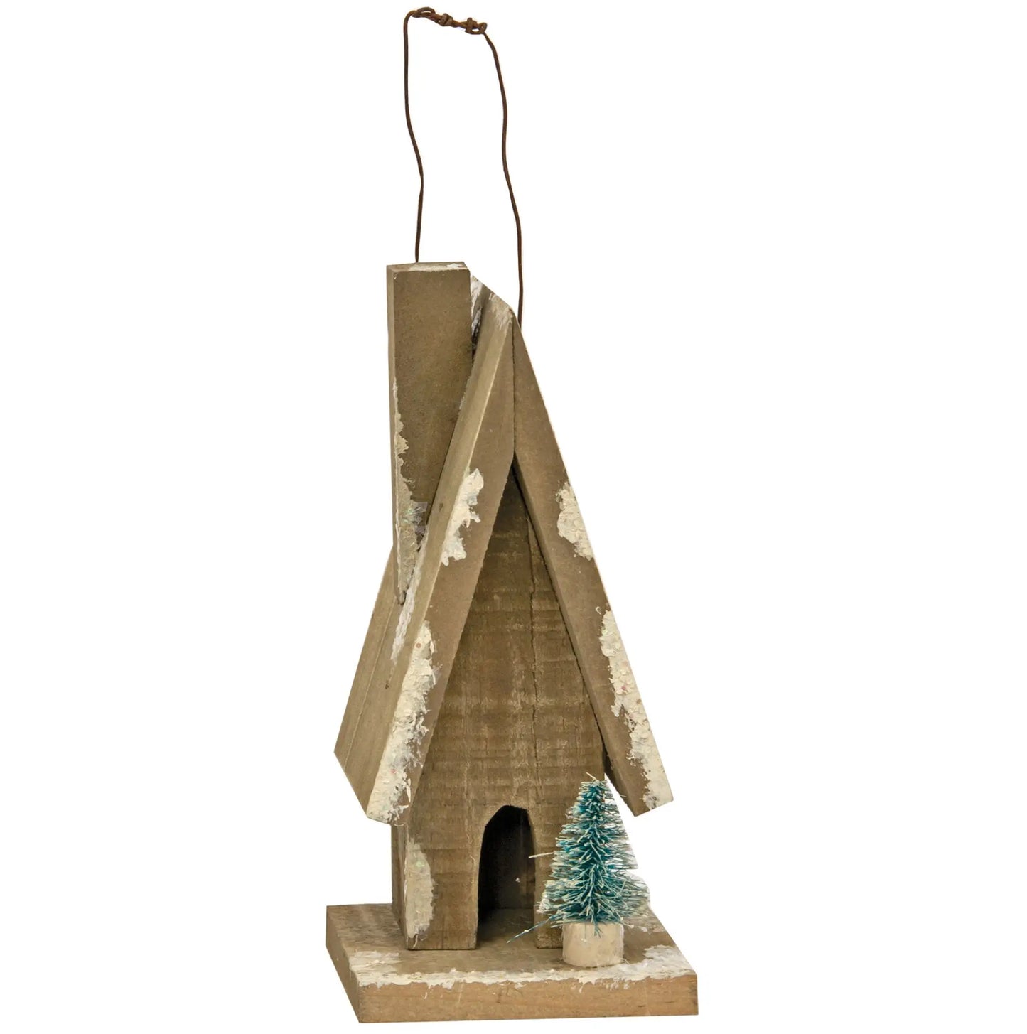 Primitive Snowy A-Frame Ornament
