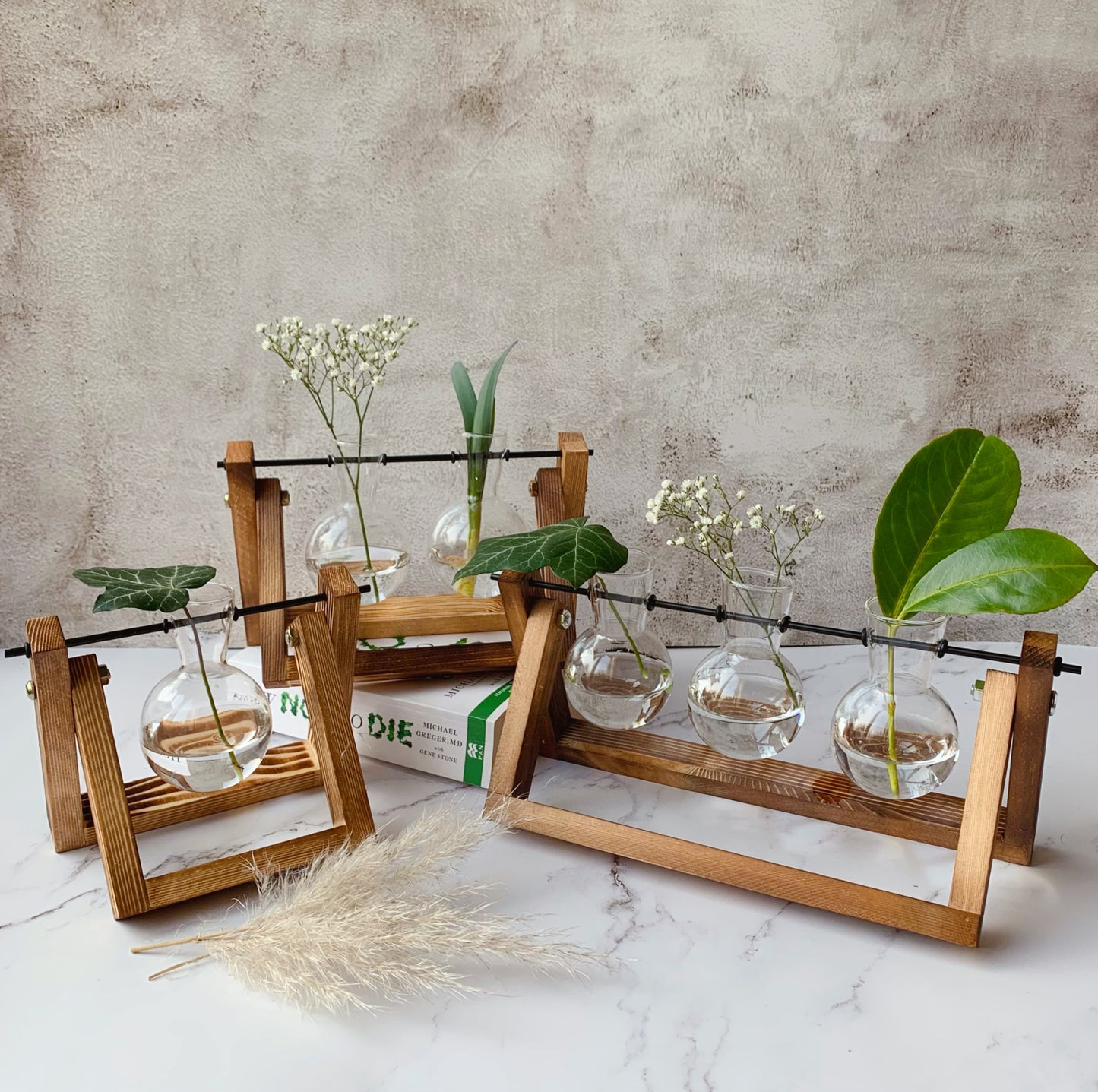 Glass Vase With Wooden Stand