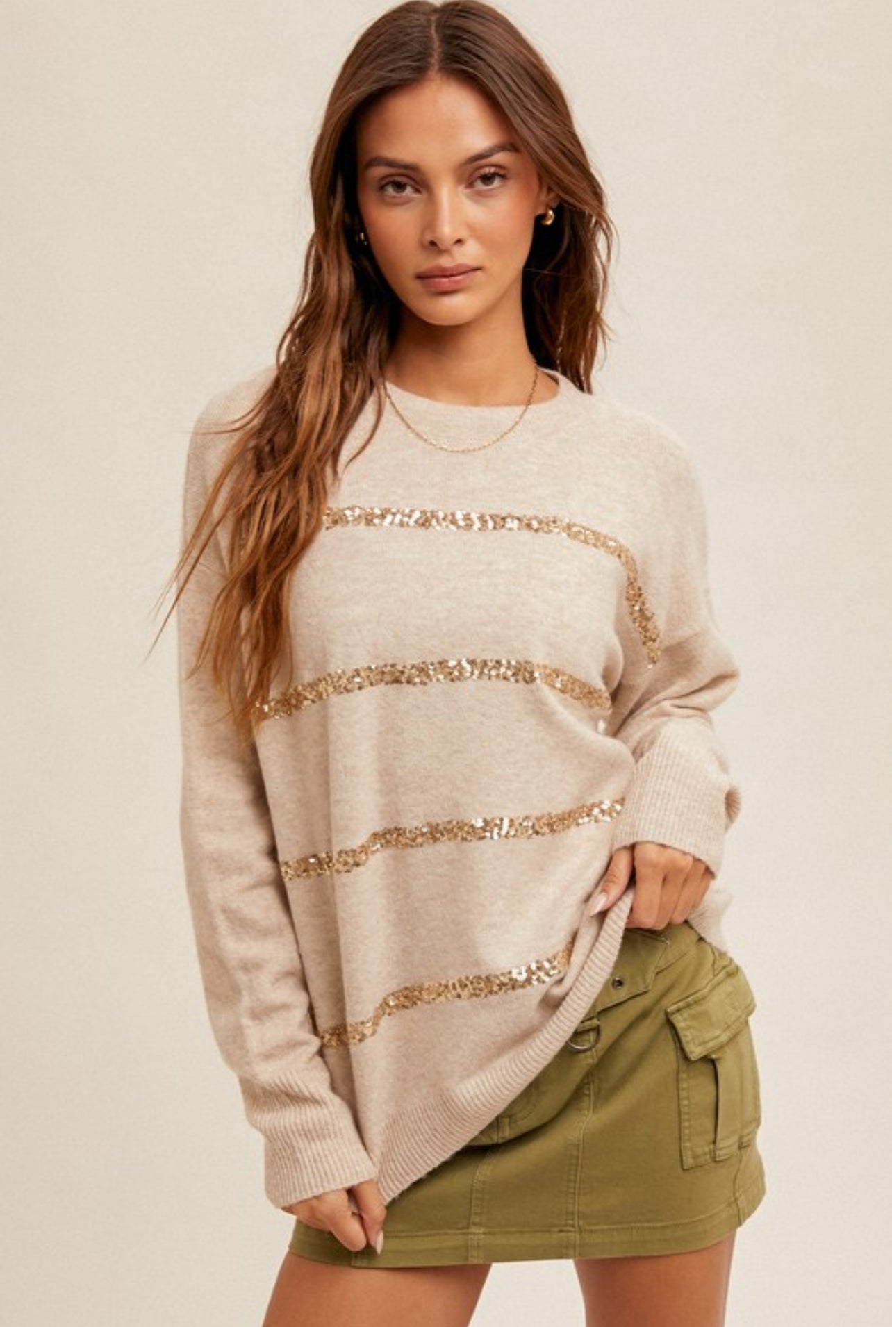 Sparkle Your Way Through Sweater In Gold