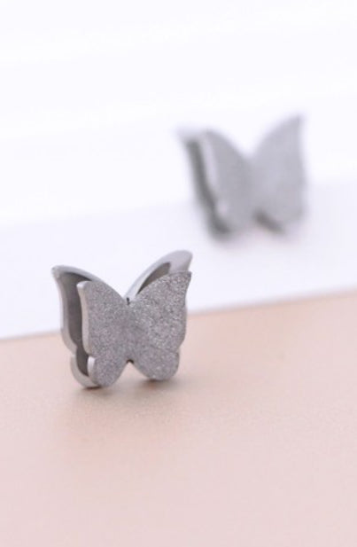 Wings Of Beauty Butterfly Studs In Silver