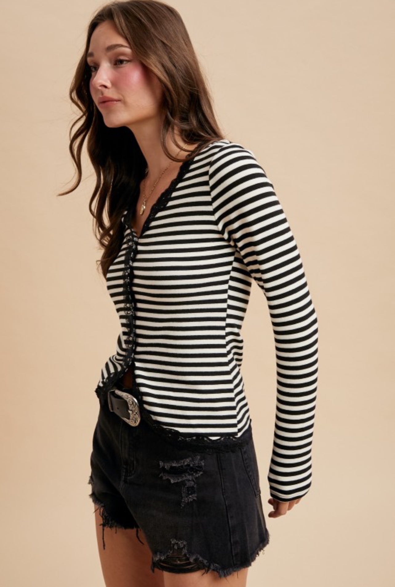 Steady Lanes Lace Trim Cardigan