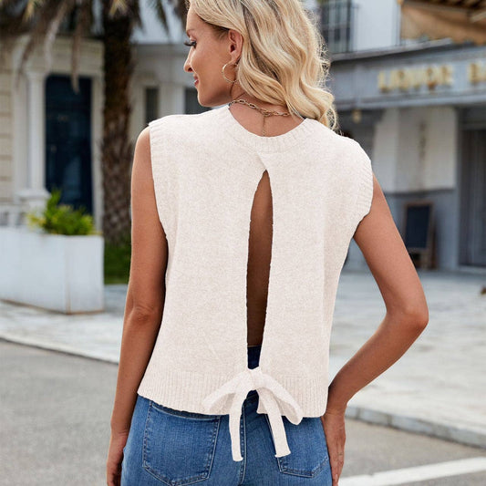 Sweet Ties Sweater Top: Cream
