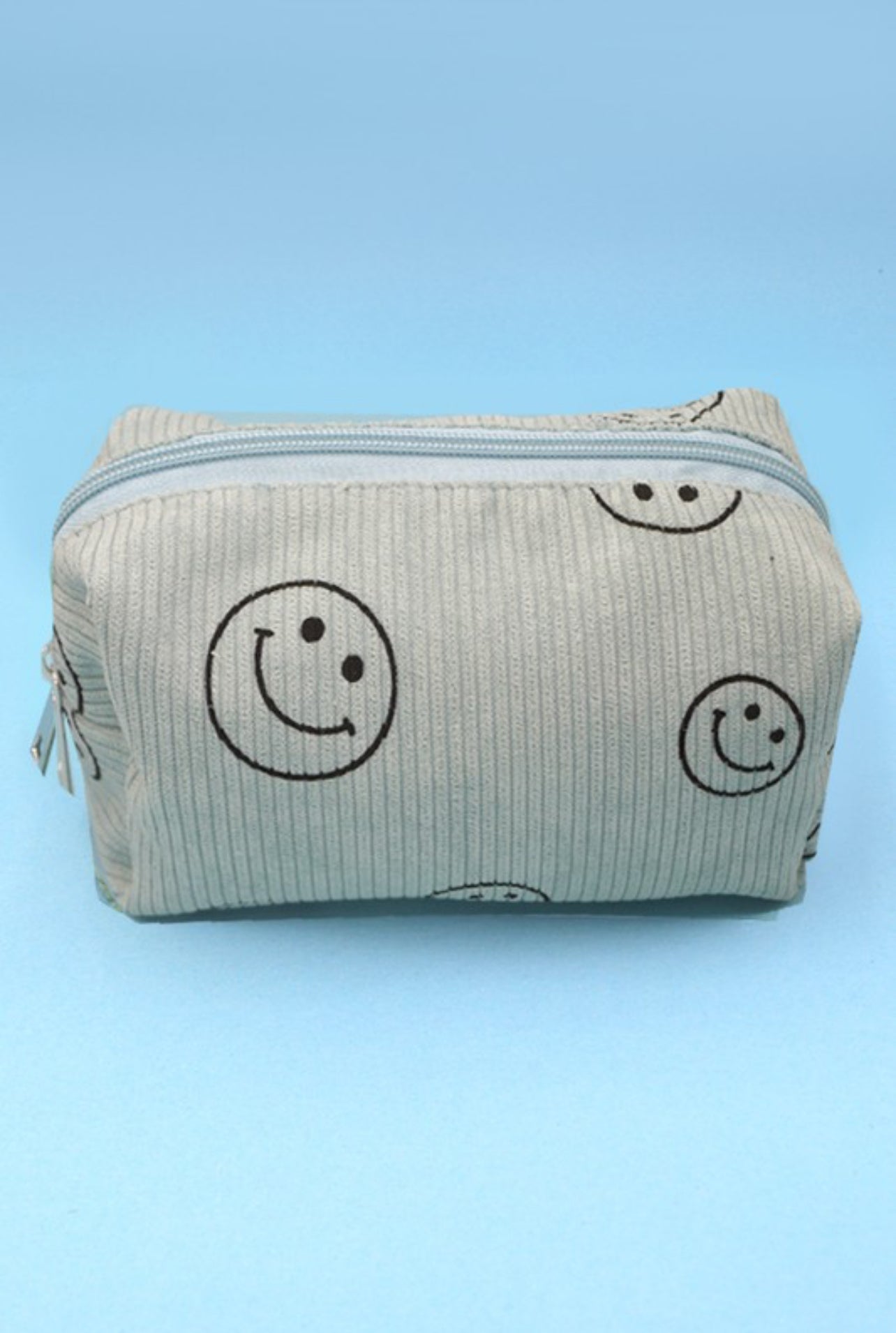 Smiley Face Corduroy Cosmetic Bag