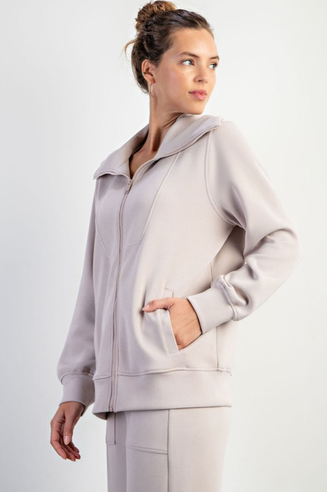 Dreamy Feels Super Soft Full Zip Jacket In Mocha Cream